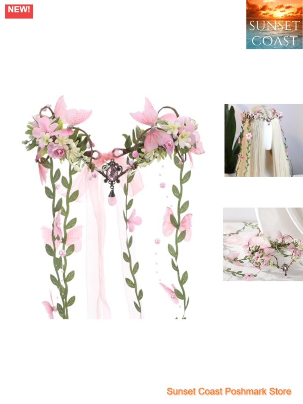 Floral Fairy Crown Headpiece Butterfly Elf Cosplay Renaissance